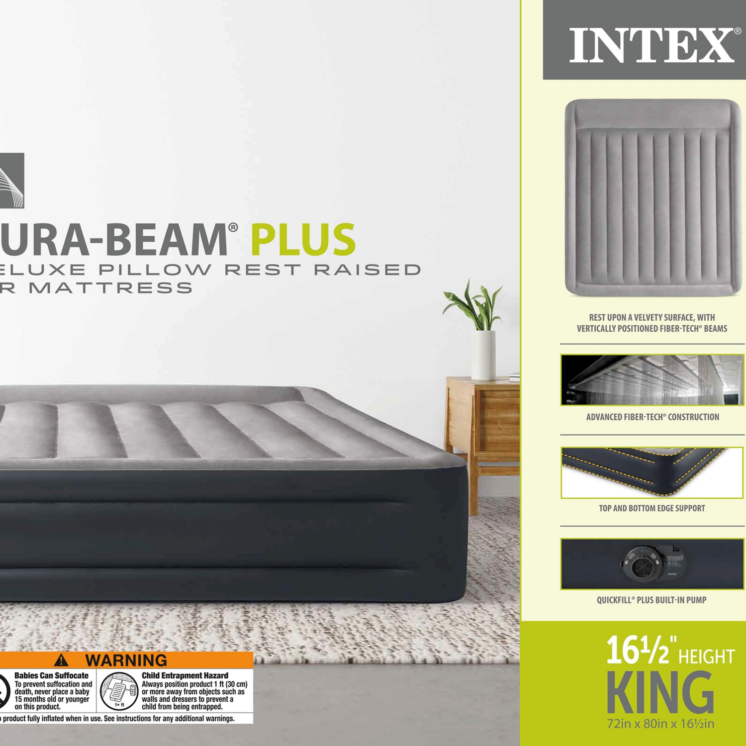 slide 3 of 5, Intex King Deluxe Pillow Rest Airbed, 1 ct