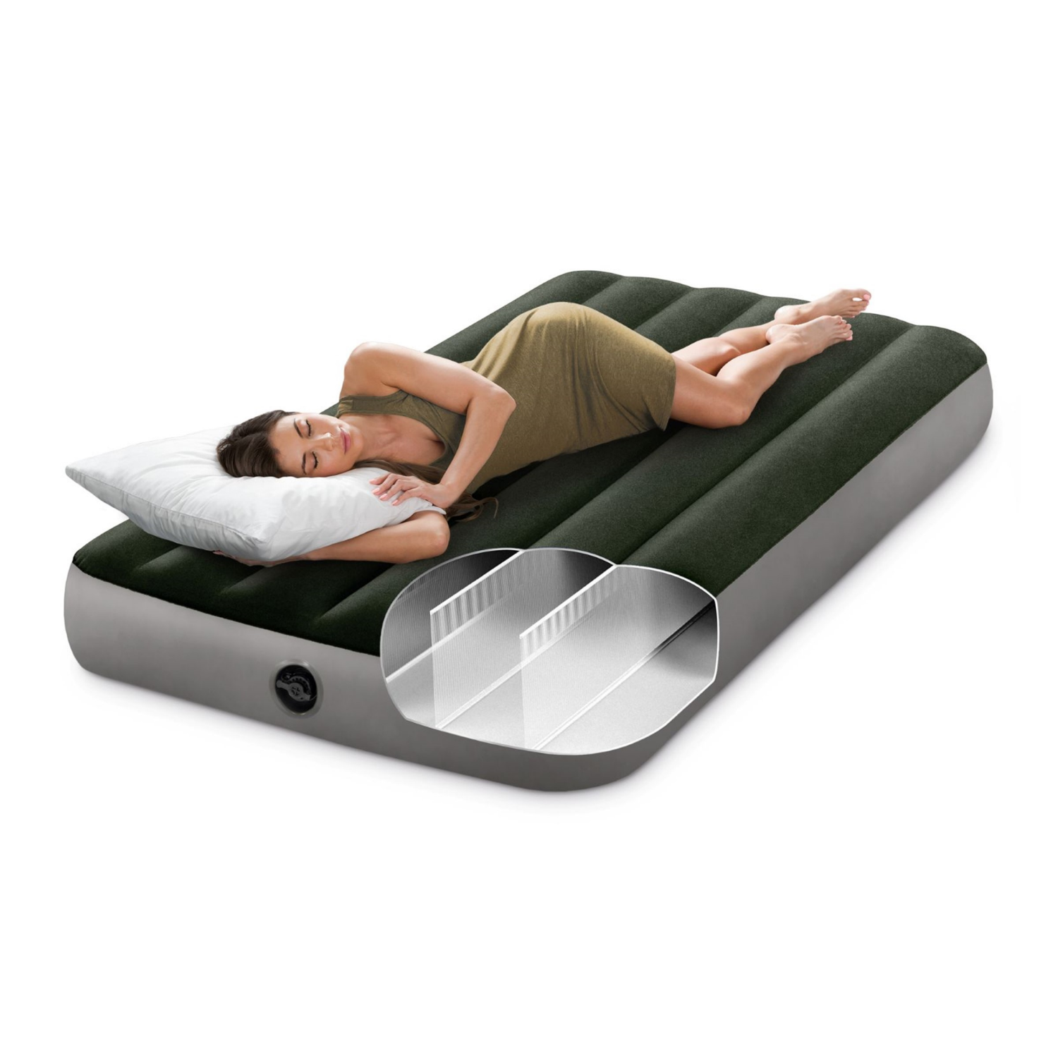 slide 3 of 7, Intex Tiwn Dura-Beam Prestige Downy Airbed, Twin Size