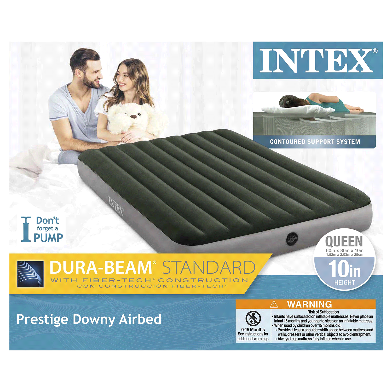 slide 2 of 2, Intex Queen Dura-Beam Prestige Downy Airbed, Queen Size