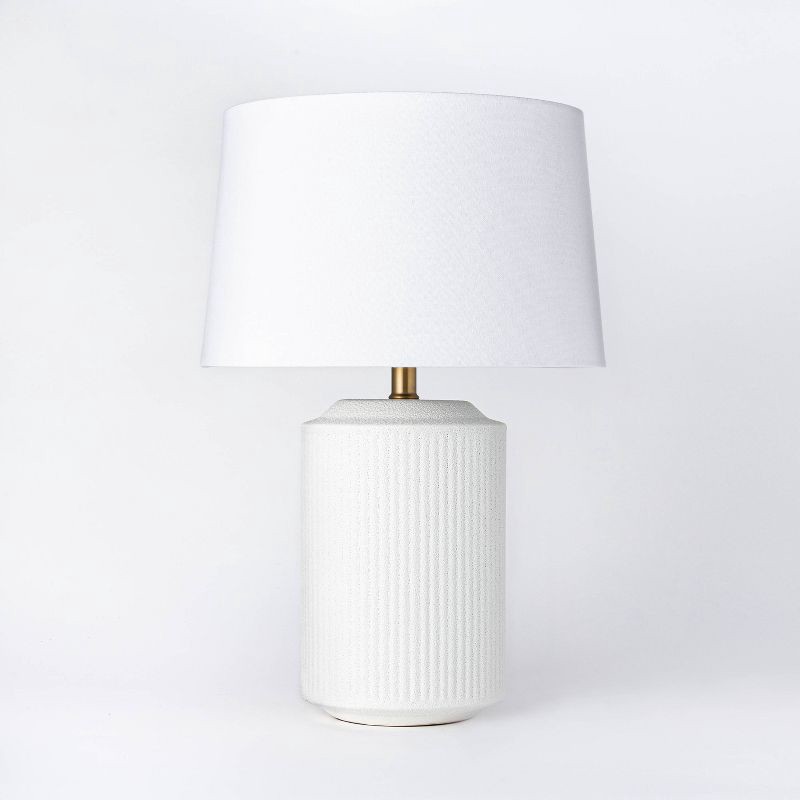 slide 2 of 16, Threshold designed w/Studio McGee 24"x16" Ceramic Assembled Table Lamp White - Threshold™ designed with Studio McGee: Ribbed Design, Dimmable, UL Listed, 1 ct