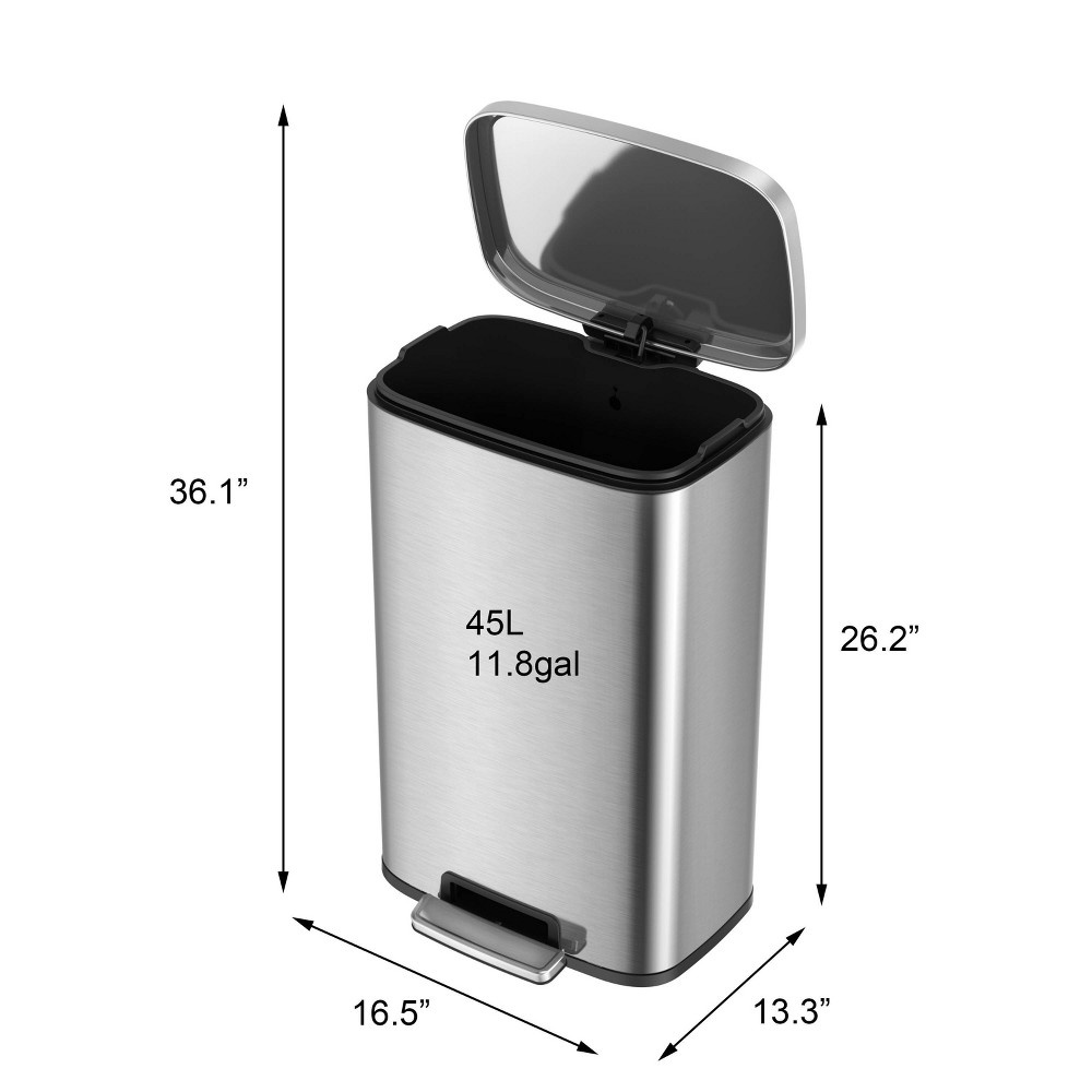 slide 3 of 6, 45L Rectangle Stainless Steel Step Trash Can Silver - Brightroom, 1 ct