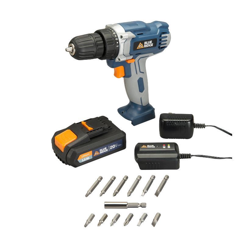 slide 2 of 11, Blue Ridge Tools 20V MAX Cordless Drills: Lithium Battery, 3/8" Chuck, Power Tool Set, 2-Year Warranty, 1 ct