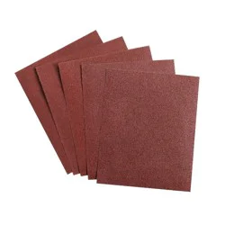 Blue Ridge Tools 5pc 1/4 Sandpaper Sheet: 220 Grit, Hand Sandpaper for Wood, Coated Abrasives, 1 Year Warranty