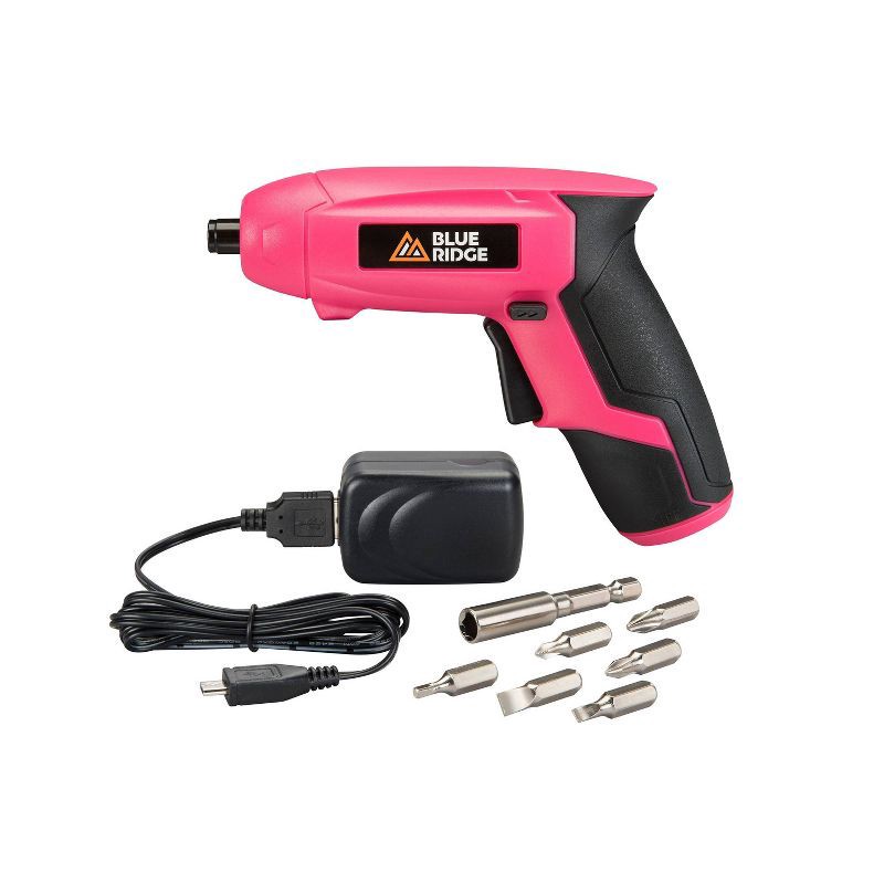 slide 2 of 10, Blue Ridge Tools Rechargeable Screwdriver Pink: 4V Lithium Battery, 1/4" Chuck, Compact Cordless Drill Gun, 1 ct