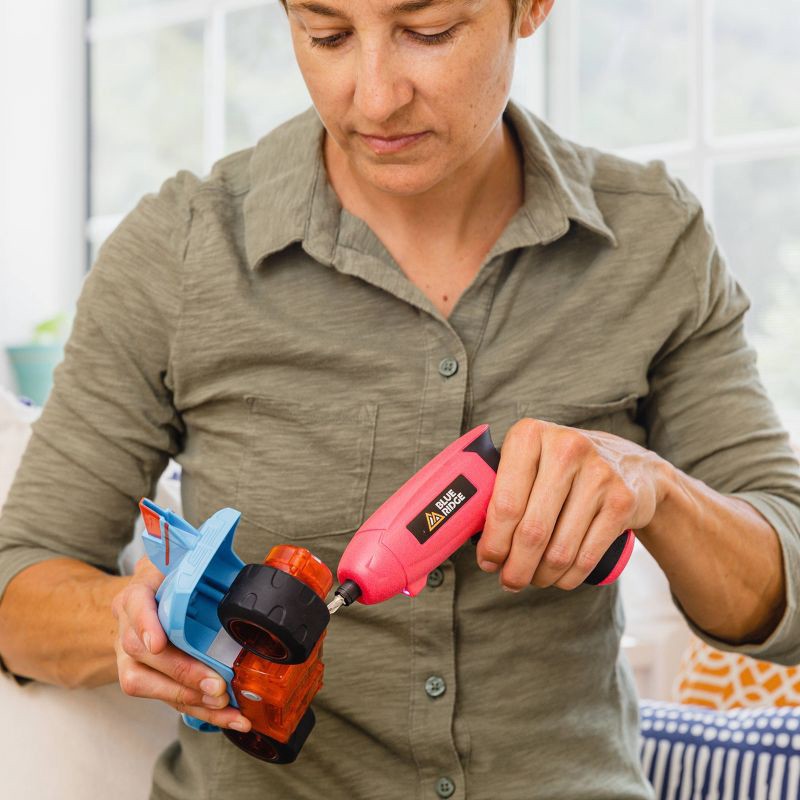 slide 6 of 10, Blue Ridge Tools Rechargeable Screwdriver Pink: 4V Lithium Battery, 1/4" Chuck, Compact Cordless Drill Gun, 1 ct