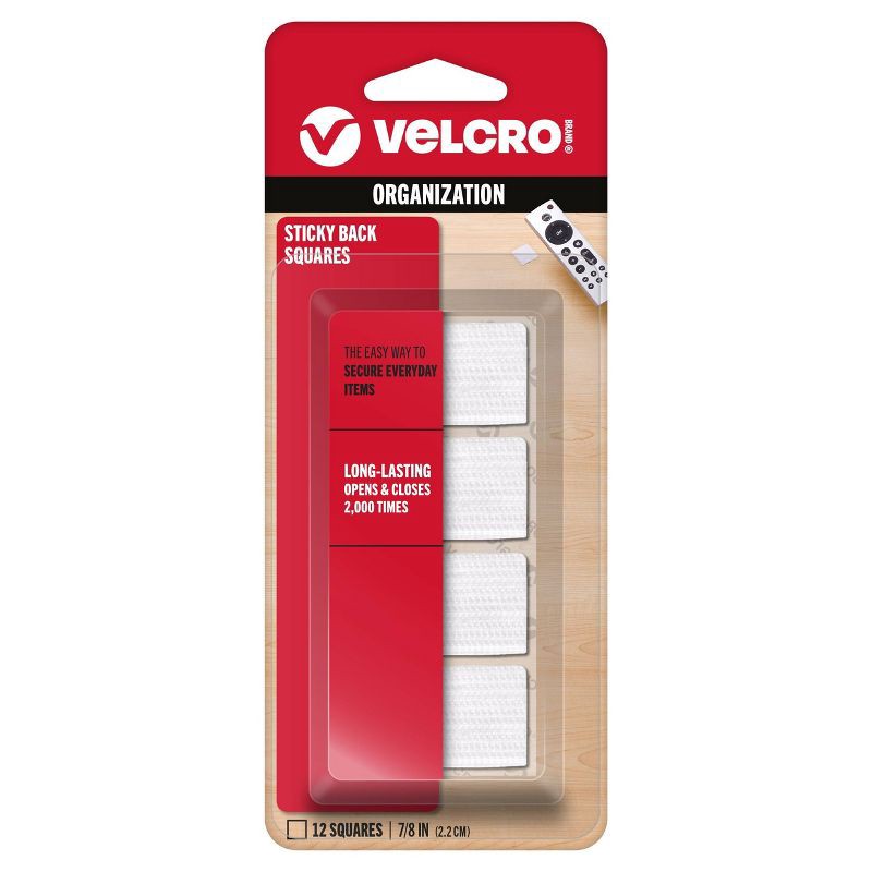 slide 1 of 13, VELCRO 7/8" 12ct Sticky Back Squares Mounting Adhesive for Classroom and Office Organization White, 7/8 in; 12 ct