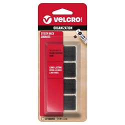 VELCRO 7/8" 12ct Sticky Back Squares Mounting Adhesive for Classroom and Office Organization Black