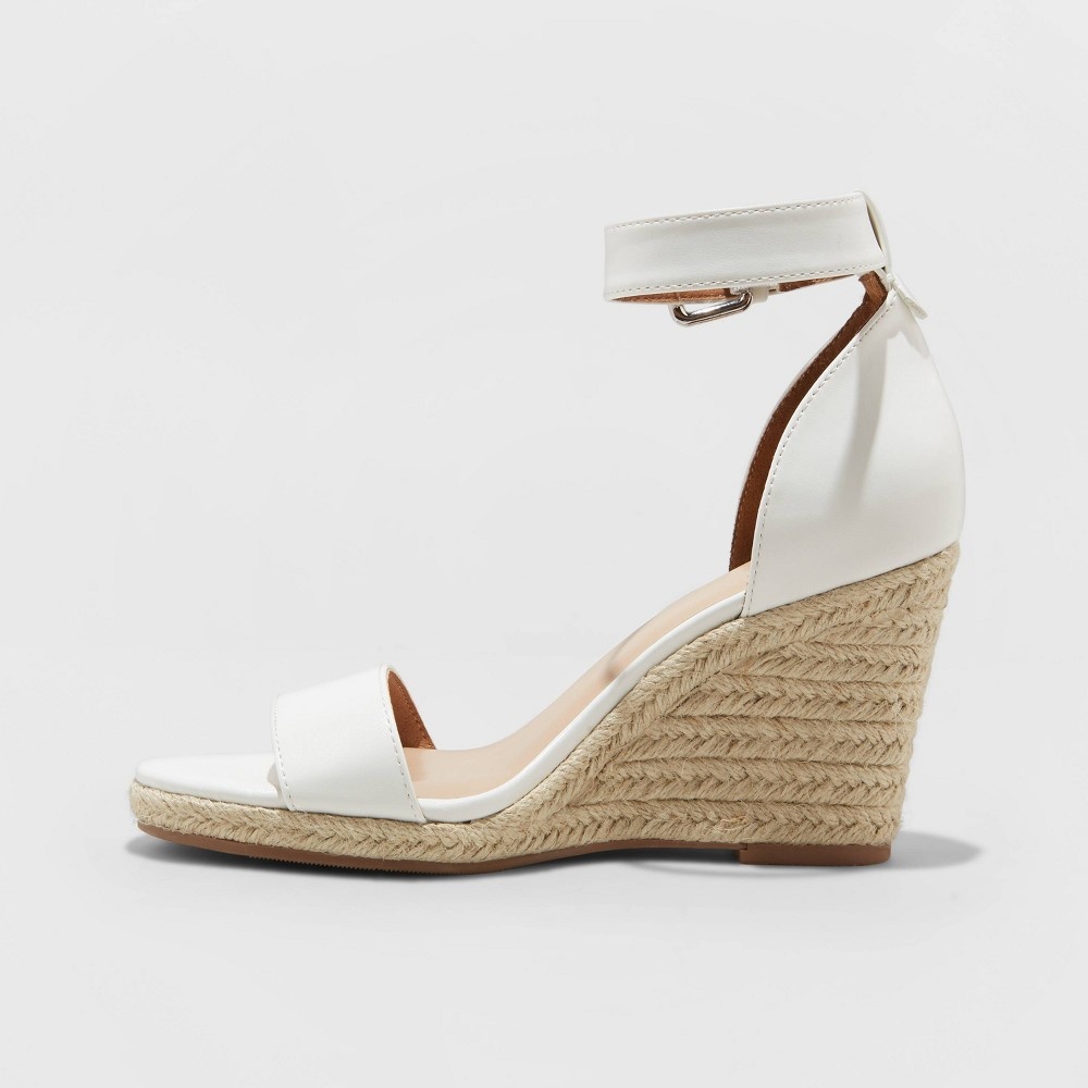slide 2 of 3, Women's Lola Ankle Strap Espadrille Wedge - A New Day White 11, 1 ct