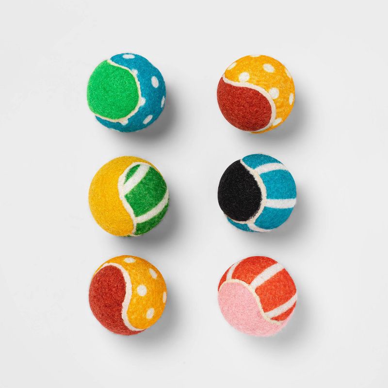 slide 2 of 3, Dog Tennis Ball Toy - 2" - 6pk - Boots & Barkley™, 6 ct