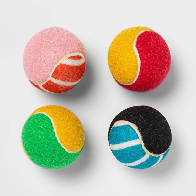slide 2 of 4, Dog Tennis Ball Toy - 2.5" - 4pk - Boots & Barkley™, 4 ct