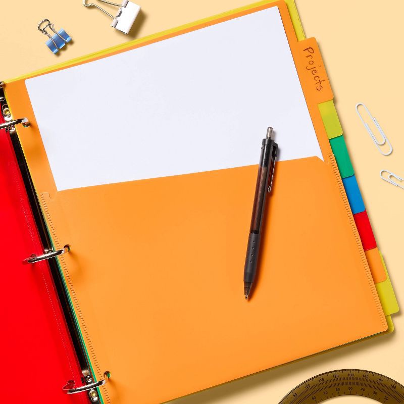 slide 2 of 3, 8ct Write-On Index Dividers with Pockets - up&up™: Multicolor 3-Hole Punched Binder Accessories, 8 ct