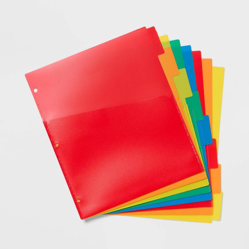 slide 3 of 3, 8ct Write-On Index Dividers with Pockets - up&up™: Multicolor 3-Hole Punched Binder Accessories, 8 ct