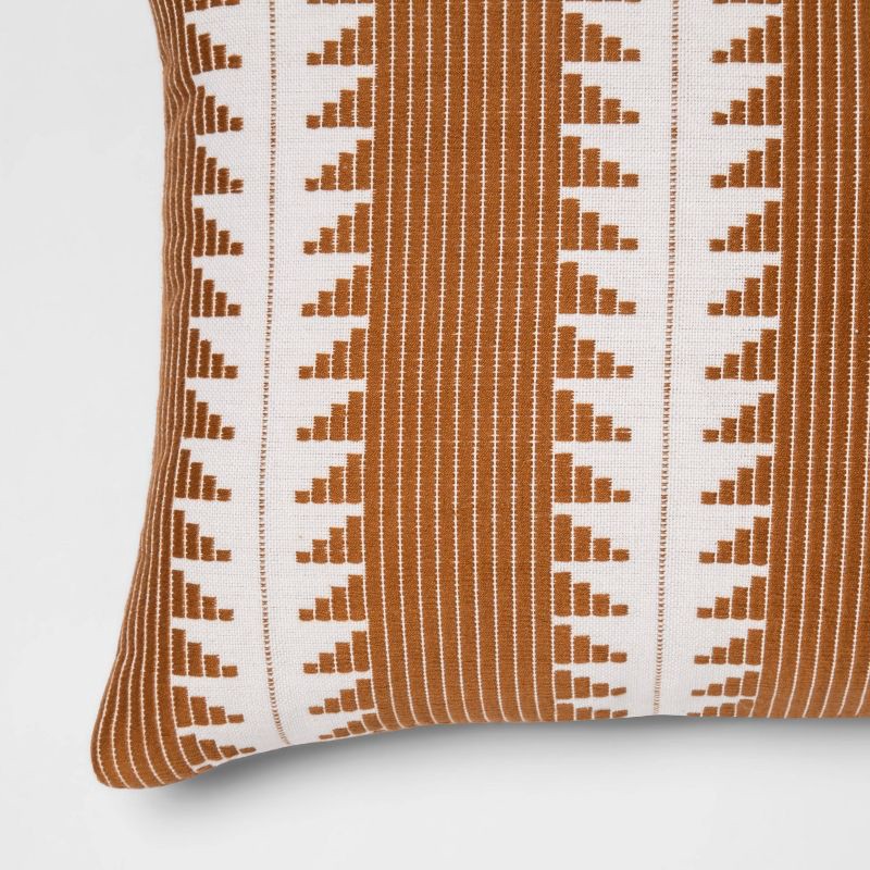 slide 3 of 3, Oversized Woven Global Lumbar Throw Pillow Tan - Threshold™: Cotton, Geometric Pattern, Indoor Use, 1 ct