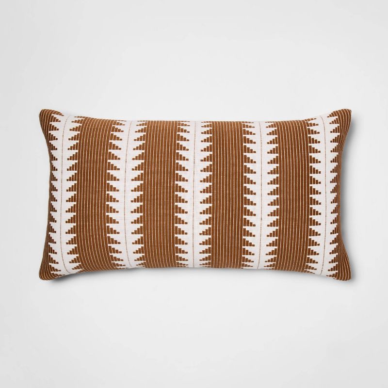 slide 1 of 3, Oversized Woven Global Lumbar Throw Pillow Tan - Threshold™: Cotton, Geometric Pattern, Indoor Use, 1 ct