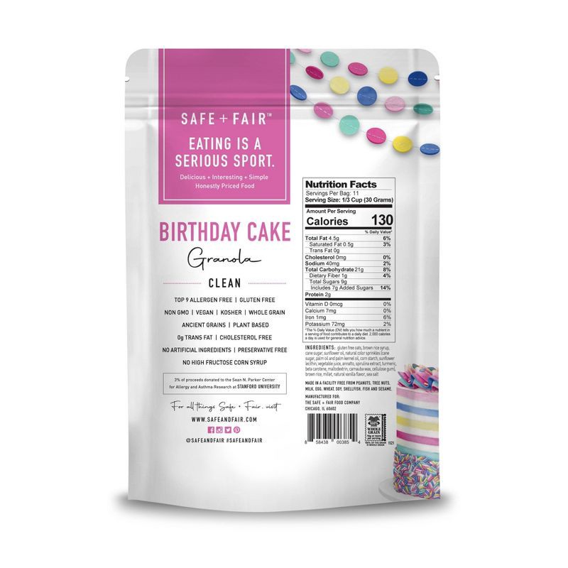 slide 2 of 4, The Safe + Fair Food Company Safe+Fair Birthday Cake Granola - 12oz, 12 oz