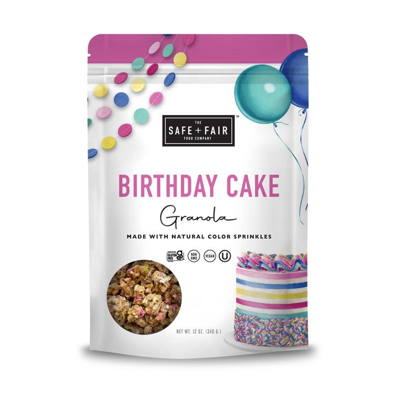 slide 1 of 4, The Safe + Fair Food Company Safe+Fair Birthday Cake Granola - 12oz, 12 oz