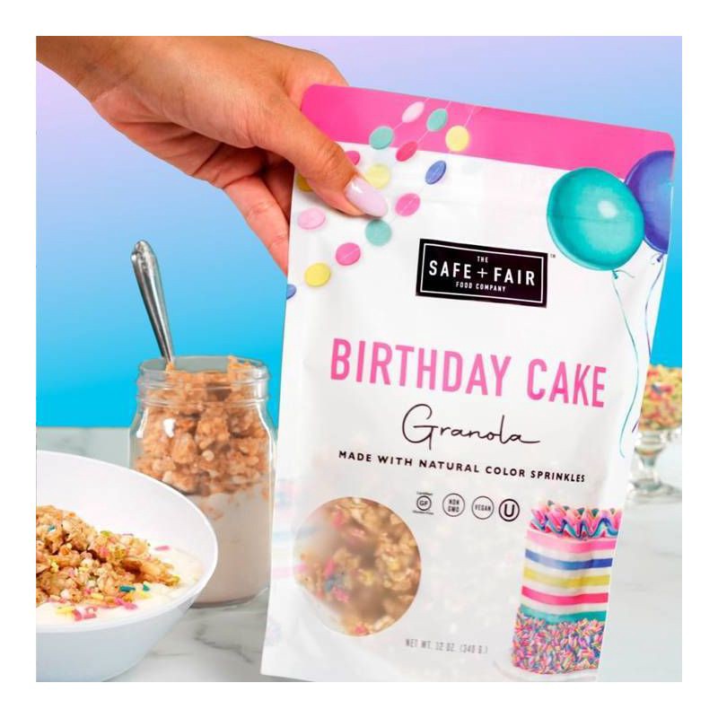 slide 4 of 4, The Safe + Fair Food Company Safe+Fair Birthday Cake Granola - 12oz, 12 oz