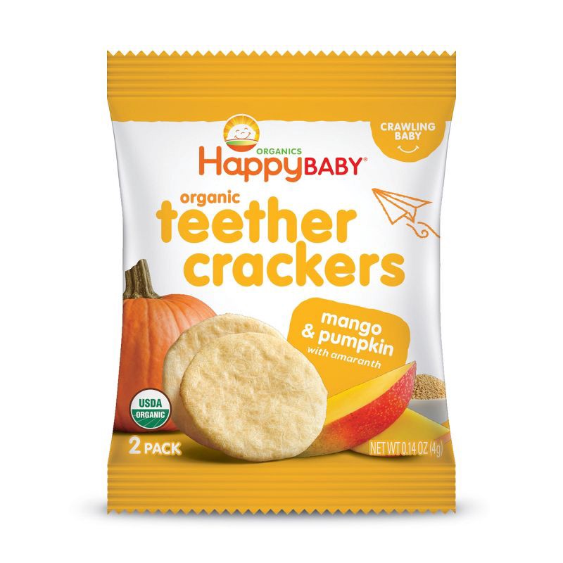 slide 4 of 4, Happy Family HappyBaby Mango & Pumpkin Organic Teether Crackers - 12ct/1.68oz, 12 ct, 1.68 oz