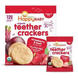 Happy Baby HappyBaby Strawberry & Beet Organic Teether Crackers - 12ct/0.14oz Each