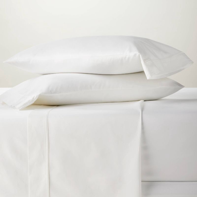 slide 2 of 4, King 6pc 800 Thread Count Solid Sheet Set White - Threshold™: Cotton Sateen, OEKO-TEX Certified, 20" Deep Fit, 6 ct