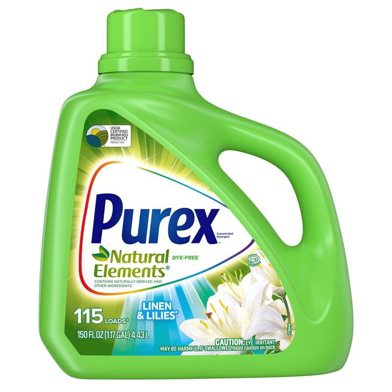 slide 2 of 10, Purex Linen & Lilies Natural Elements HE Concentrated Liquid Laundry Detergent 115 Loads - 150 fl oz, 150 fl oz