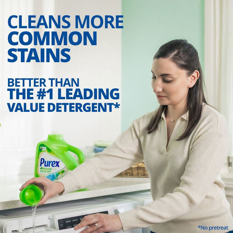 slide 10 of 10, Purex Linen & Lilies Natural Elements HE Concentrated Liquid Laundry Detergent 115 Loads - 150 fl oz, 150 fl oz