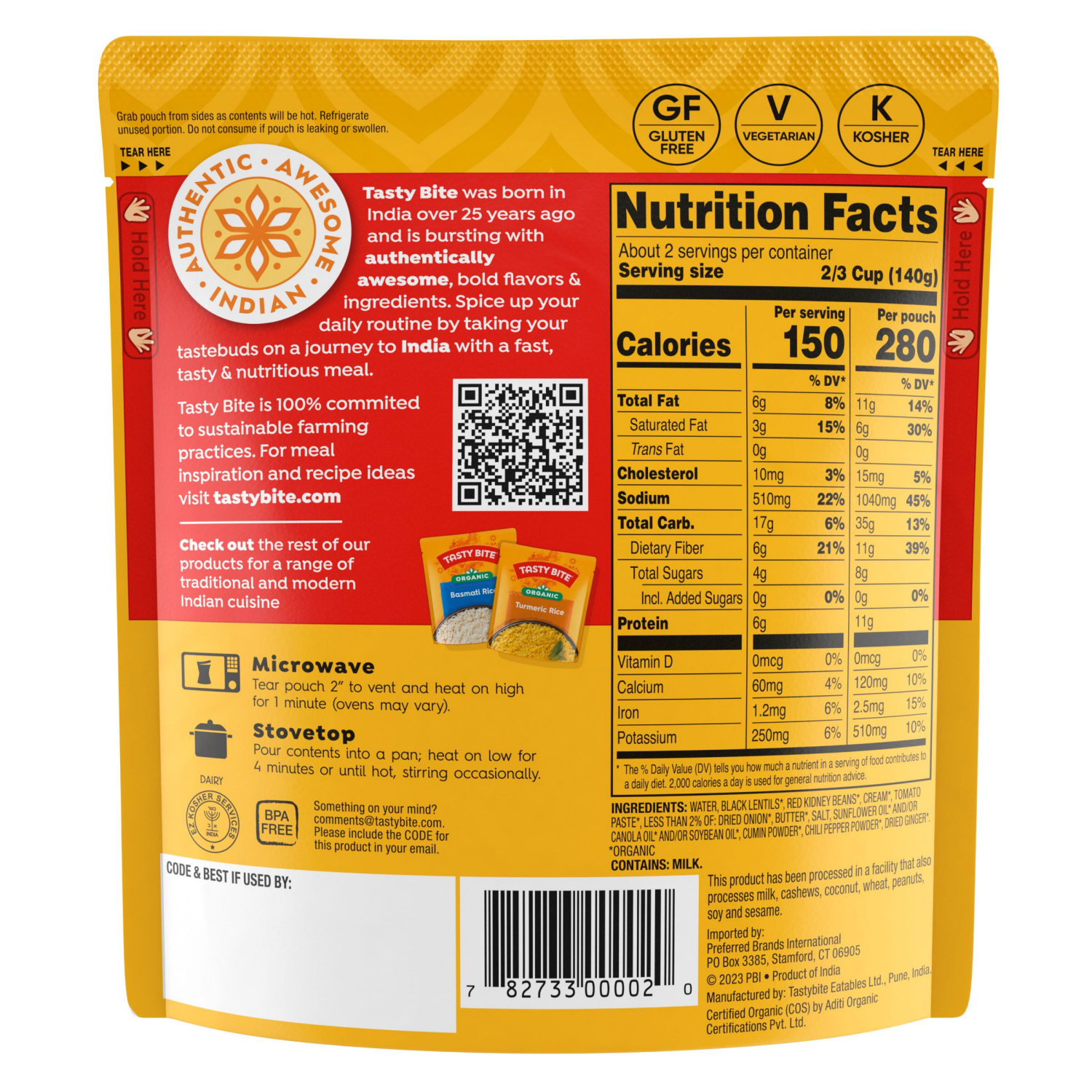 slide 2 of 4, Tasty Bite Organic Original Madras Lentils 10 oz, 10 oz