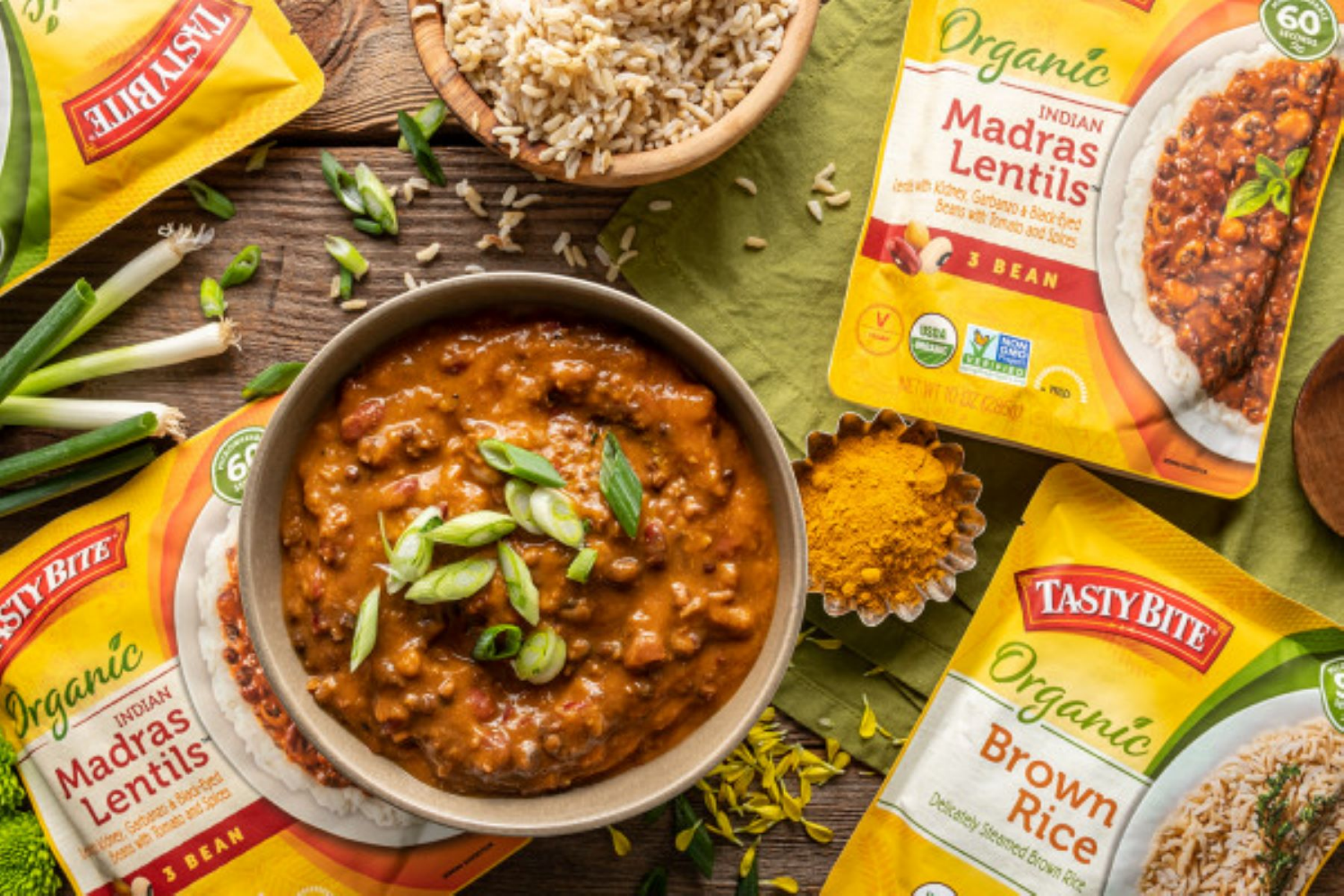 slide 4 of 5, Tasty Bite Organic 3 Bean Indian Mild Madras Lentils 10 oz, 10 oz