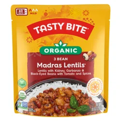 Tasty Bite Organic 3 Bean Indian Mild Madras Lentils 10 oz