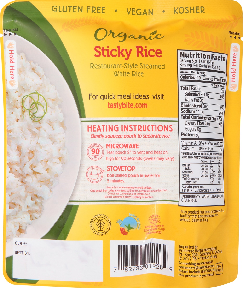 slide 10 of 10, Tasty Bite Organic Sticky Rice, 8.8 oz