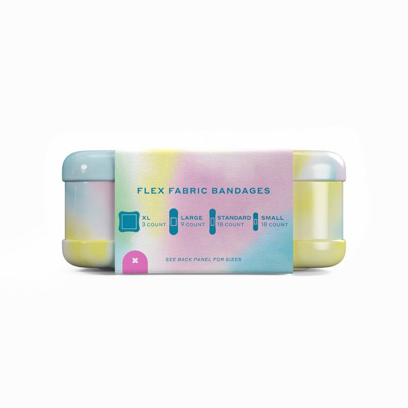 slide 8 of 8, Welly Kids' Flex Fabric Bandages - Colorwash Tie Dye - 48ct, 48 ct