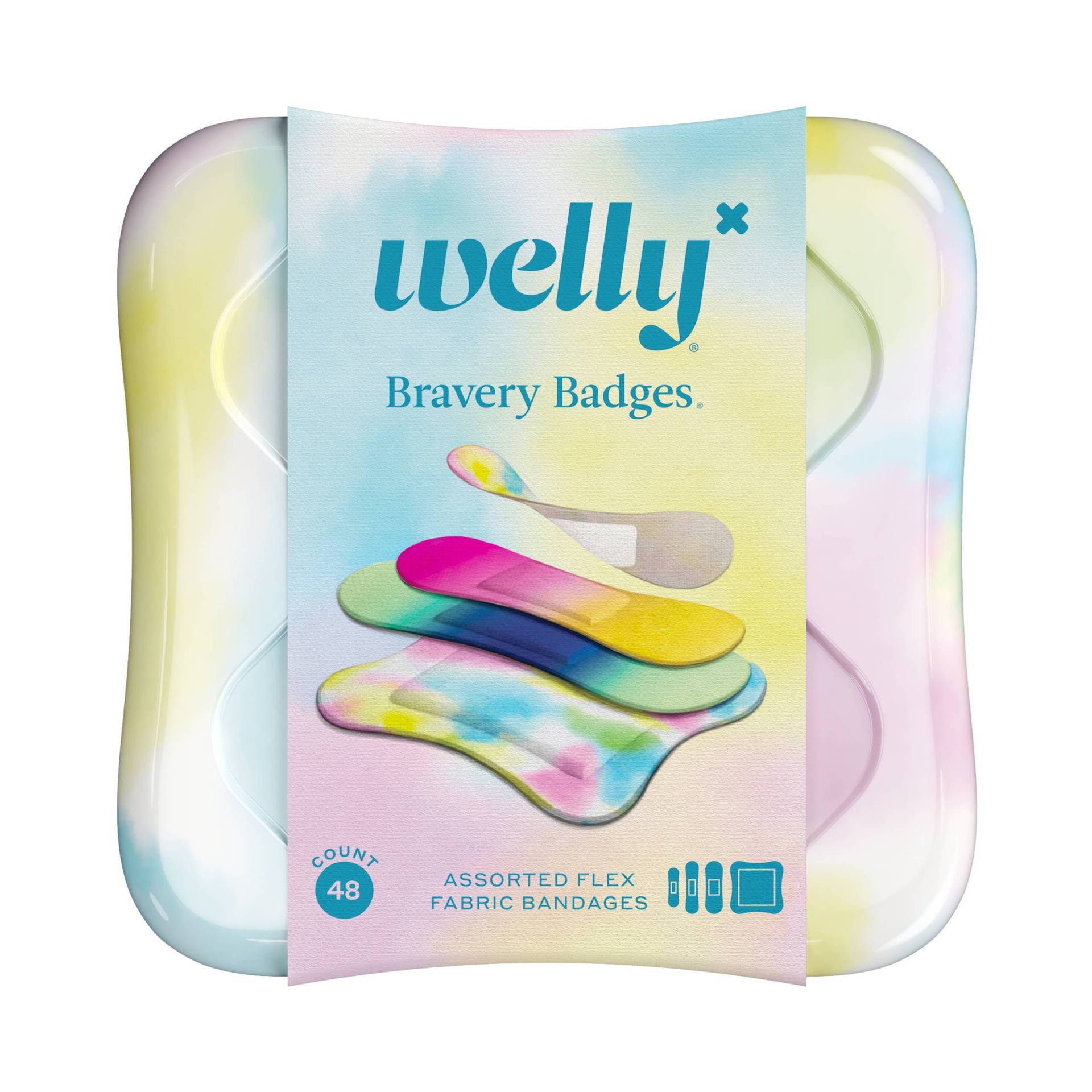 slide 1 of 8, Welly Assorted Colorwash Tie Dye Pink and Blue Adhesive Bandages - 48ct, 48 ct