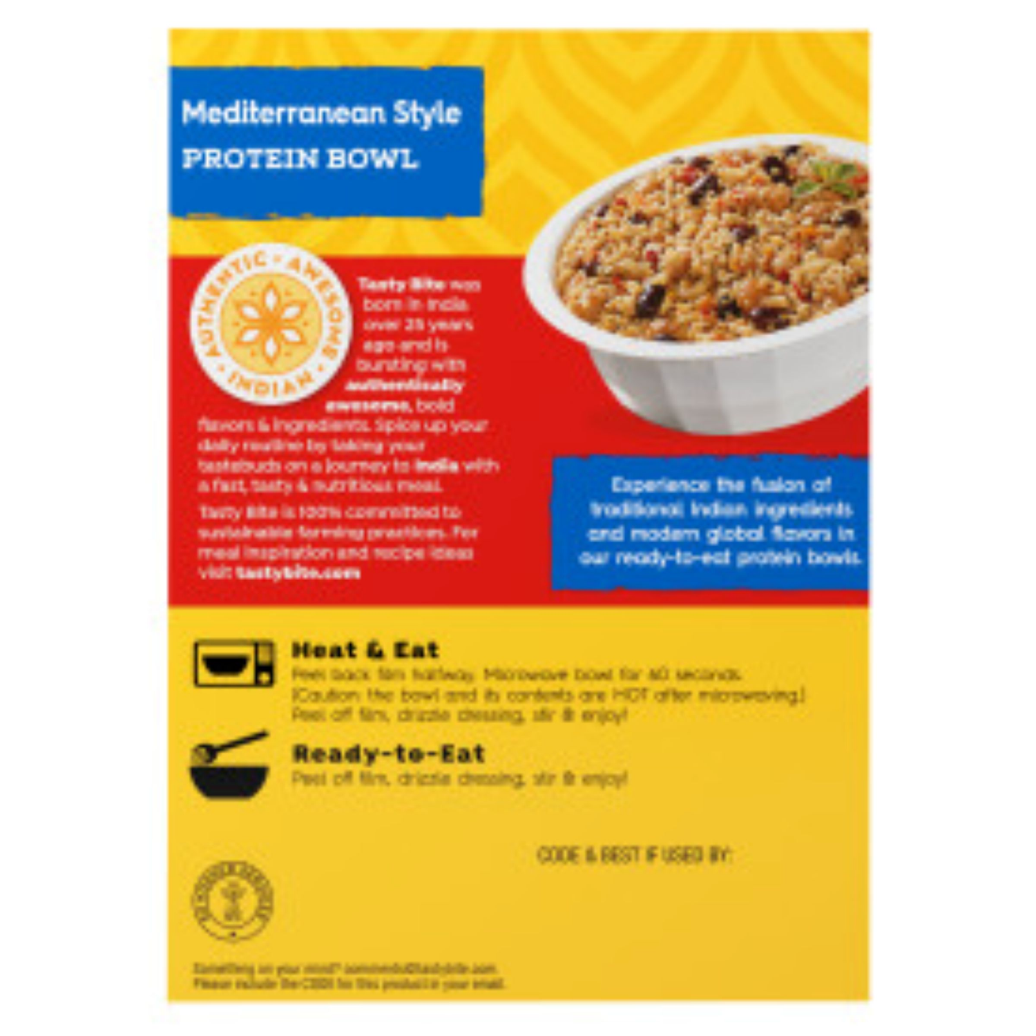 slide 2 of 3, Tasty Bite Mild Mediterranean Style Protein Bowl 8.8 oz, 8.8 oz