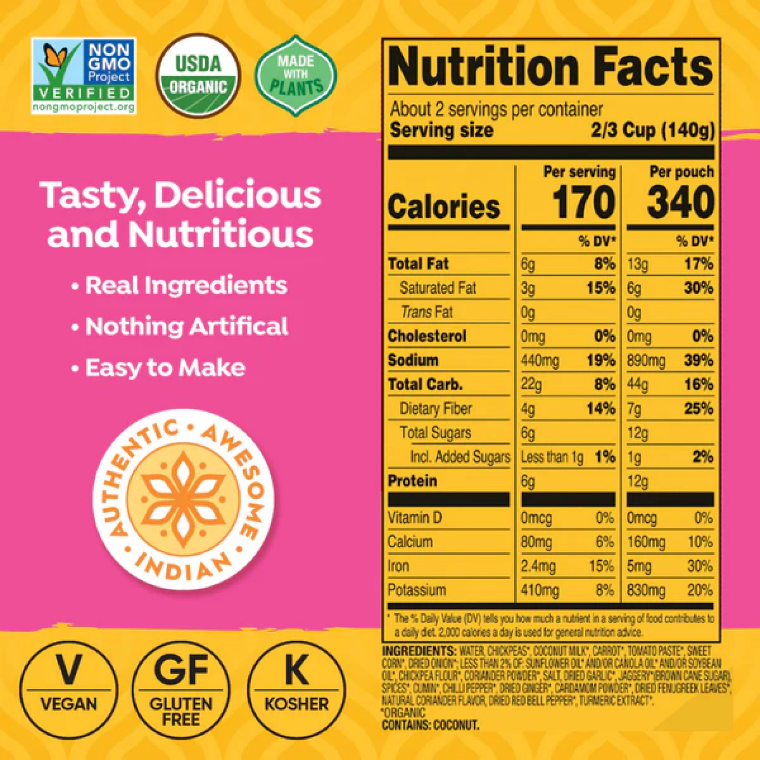 slide 2 of 6, Tasty Bite Butter Chickpea & Vegetables 10oz, 10 oz
