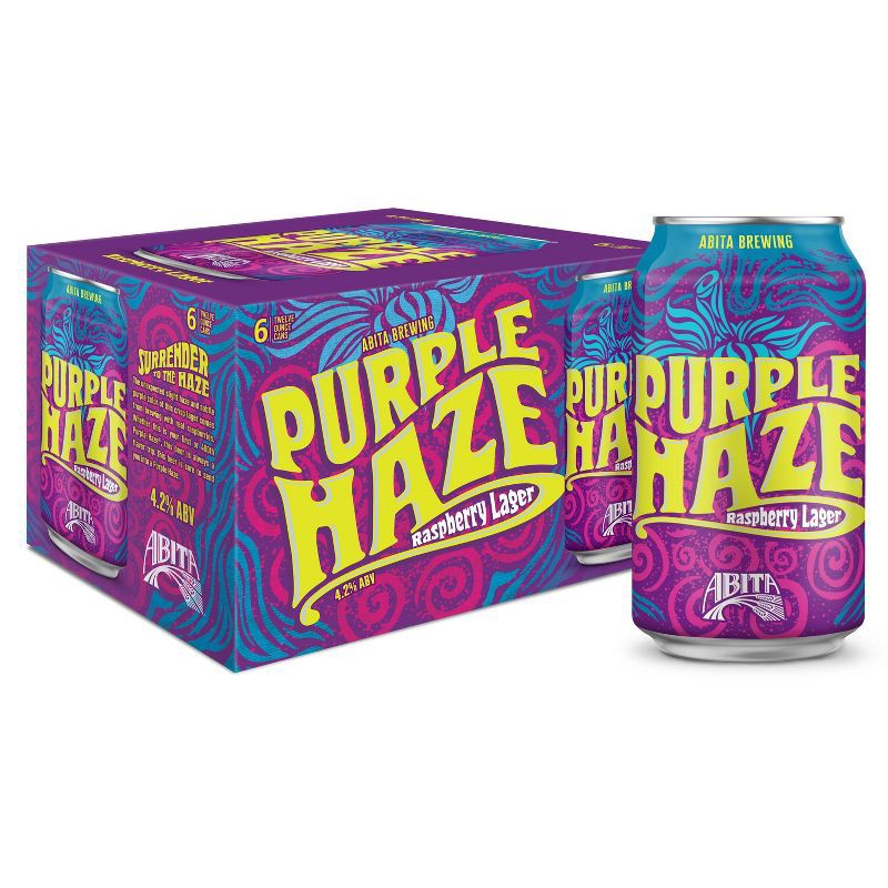 slide 1 of 10, Abita Purple Haze Raspberry Lager Beer - 6pk/12 fl oz Cans, 6 ct; 12 fl oz