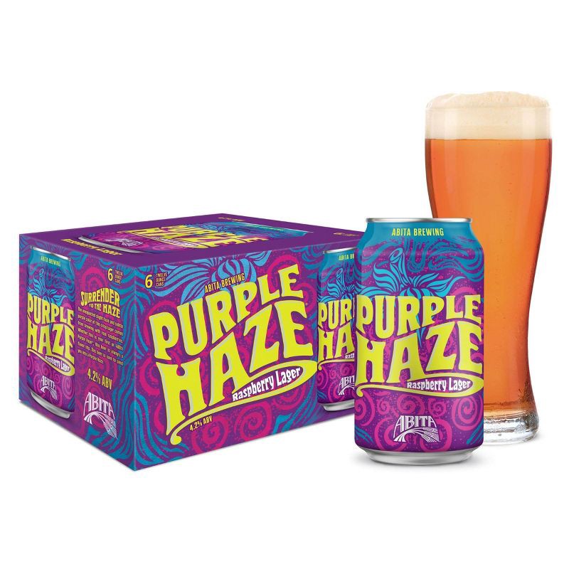 slide 3 of 10, Abita Purple Haze Raspberry Lager Beer - 6pk/12 fl oz Cans, 6 ct; 12 fl oz