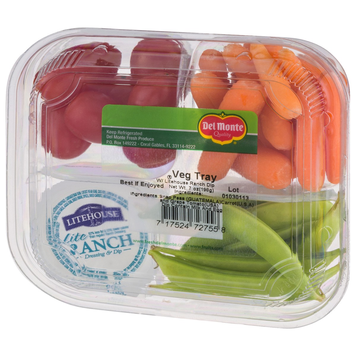 slide 2 of 10, Del Monte With Litehouse Ranch Dip Veg Tray 7 oz, 7 oz
