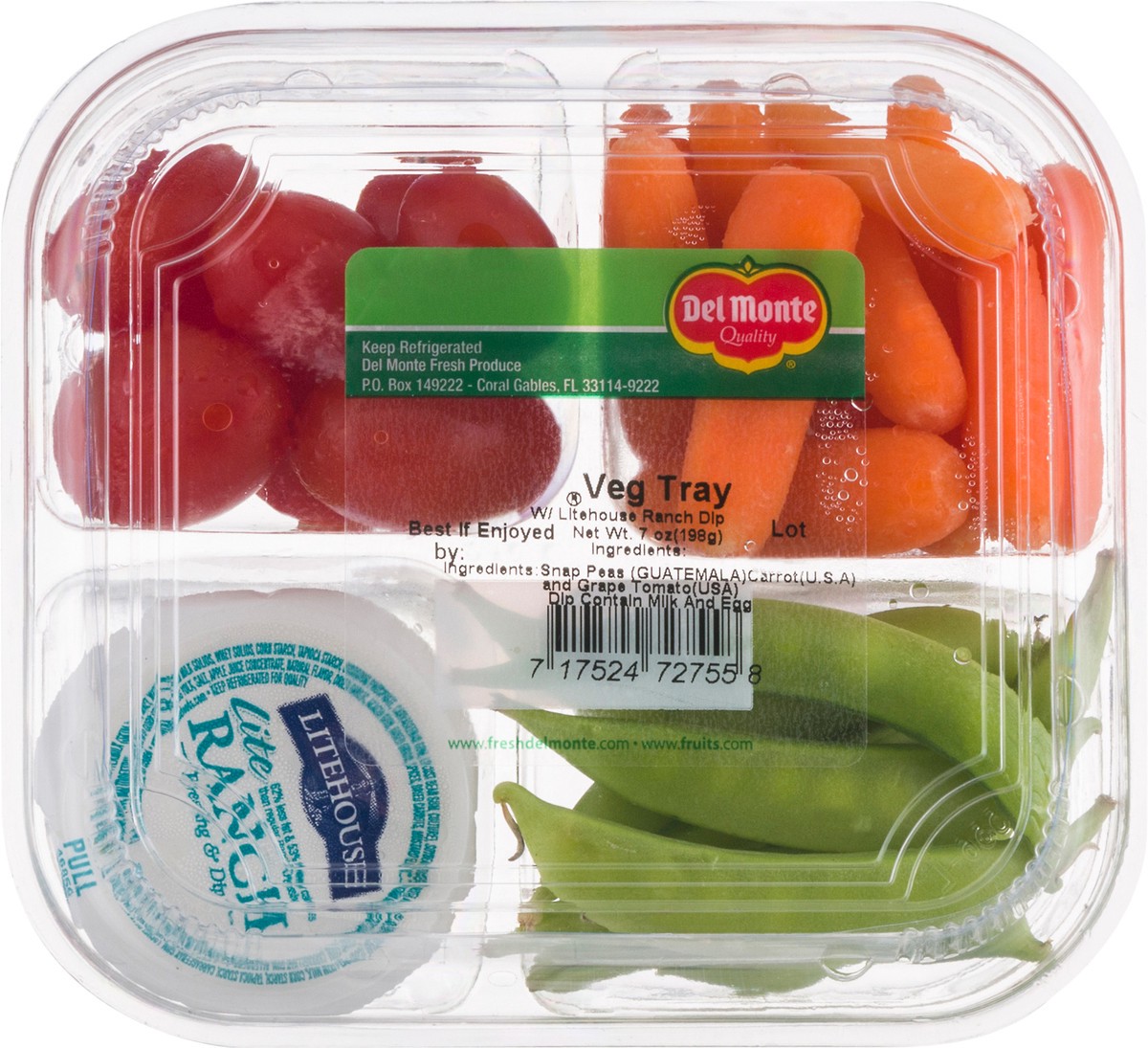 slide 1 of 10, Del Monte With Litehouse Ranch Dip Veg Tray 7 oz, 7 oz