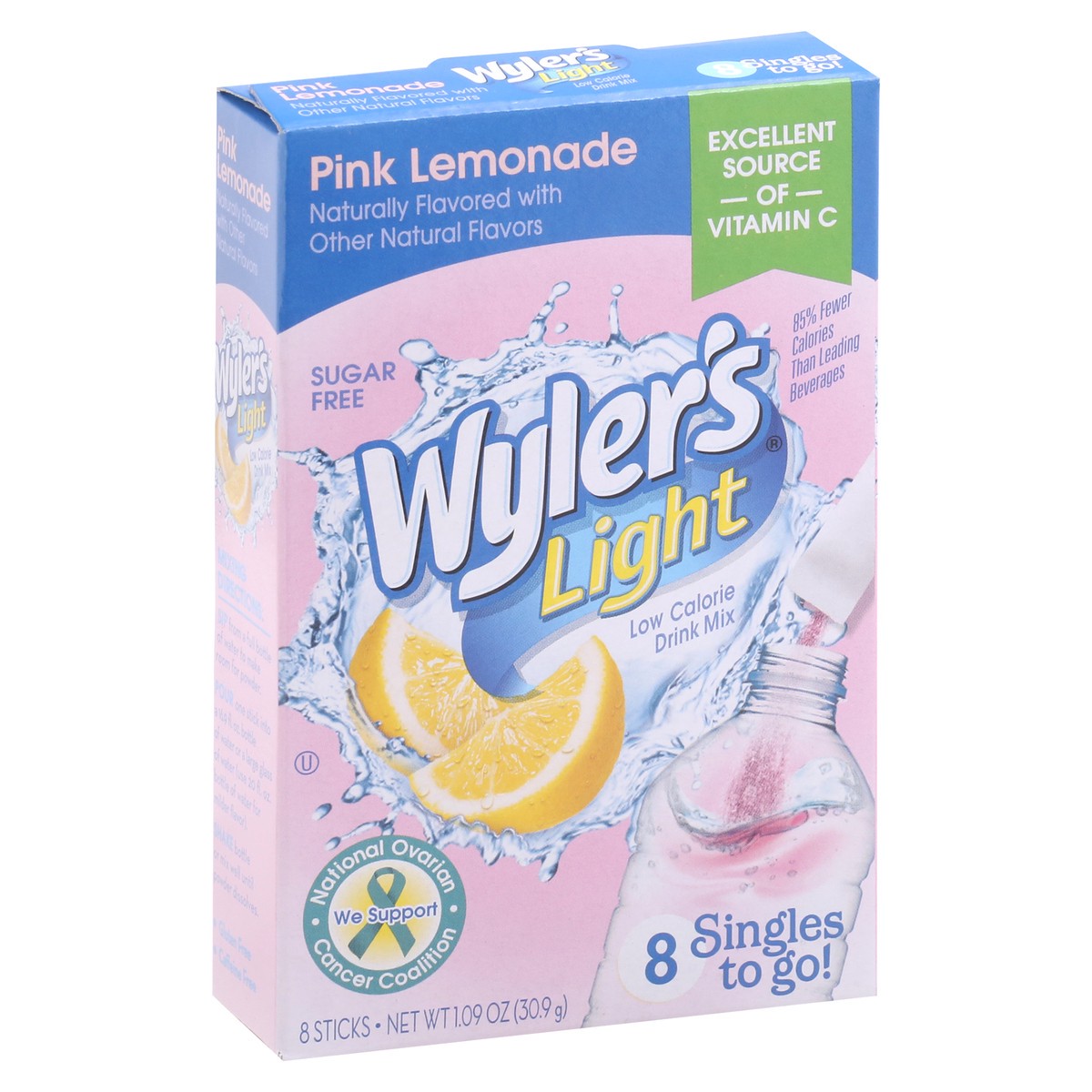 slide 1 of 1, Wyler's Light Singles to Go Pink Lemonade Sugar Free Low Calorie Drink Mix - 8 ct, 8 ct