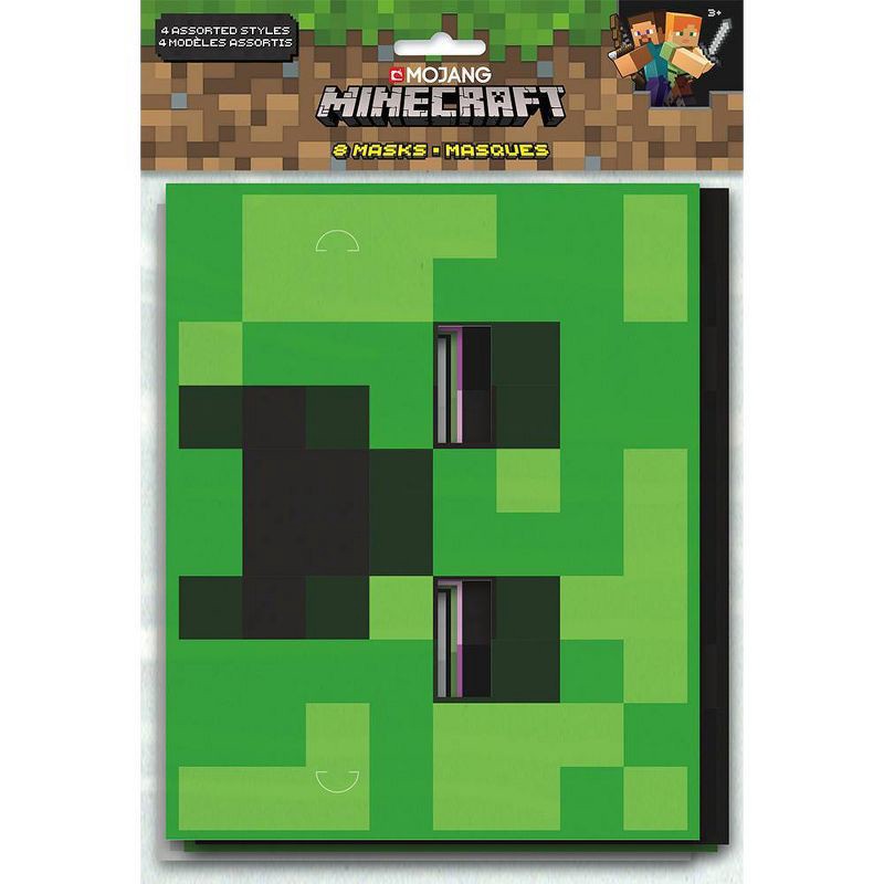 slide 2 of 3, 8ct Minecraft Party Masks, 8 ct