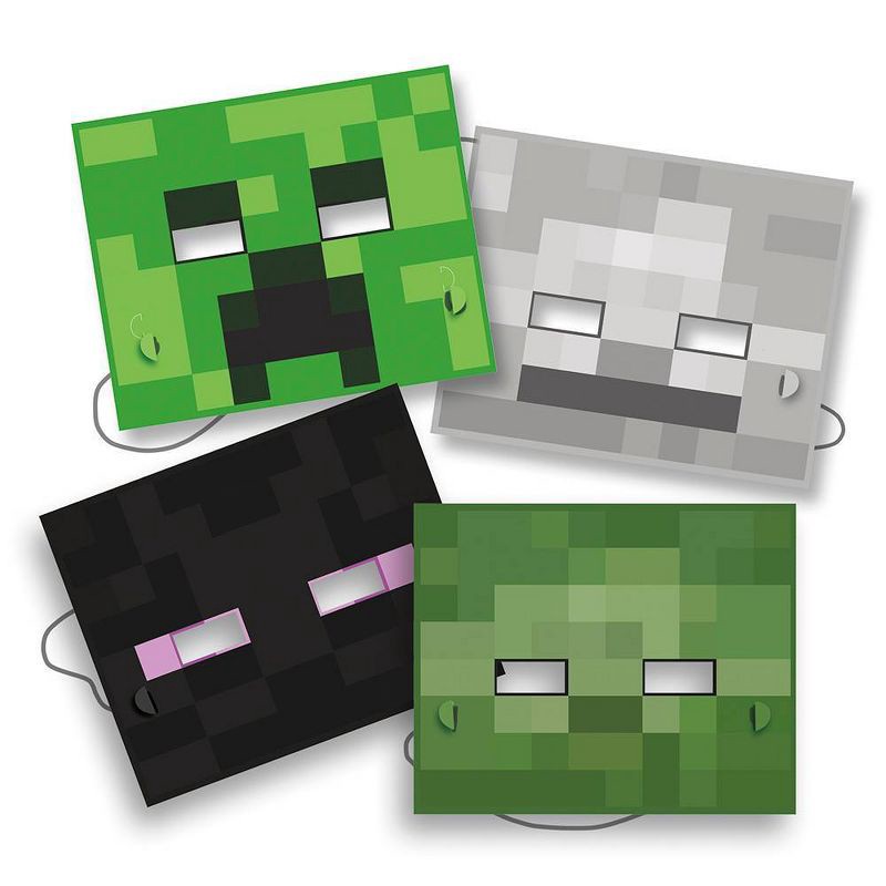 slide 1 of 3, 8ct Minecraft Party Masks, 8 ct