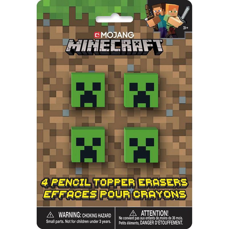 slide 1 of 3, 4ct Minecraft Pencil Topper Erasers, 4 ct