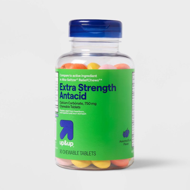 slide 1 of 4, Extra strength antacid Chews - 90ct - up&up™, 90 ct