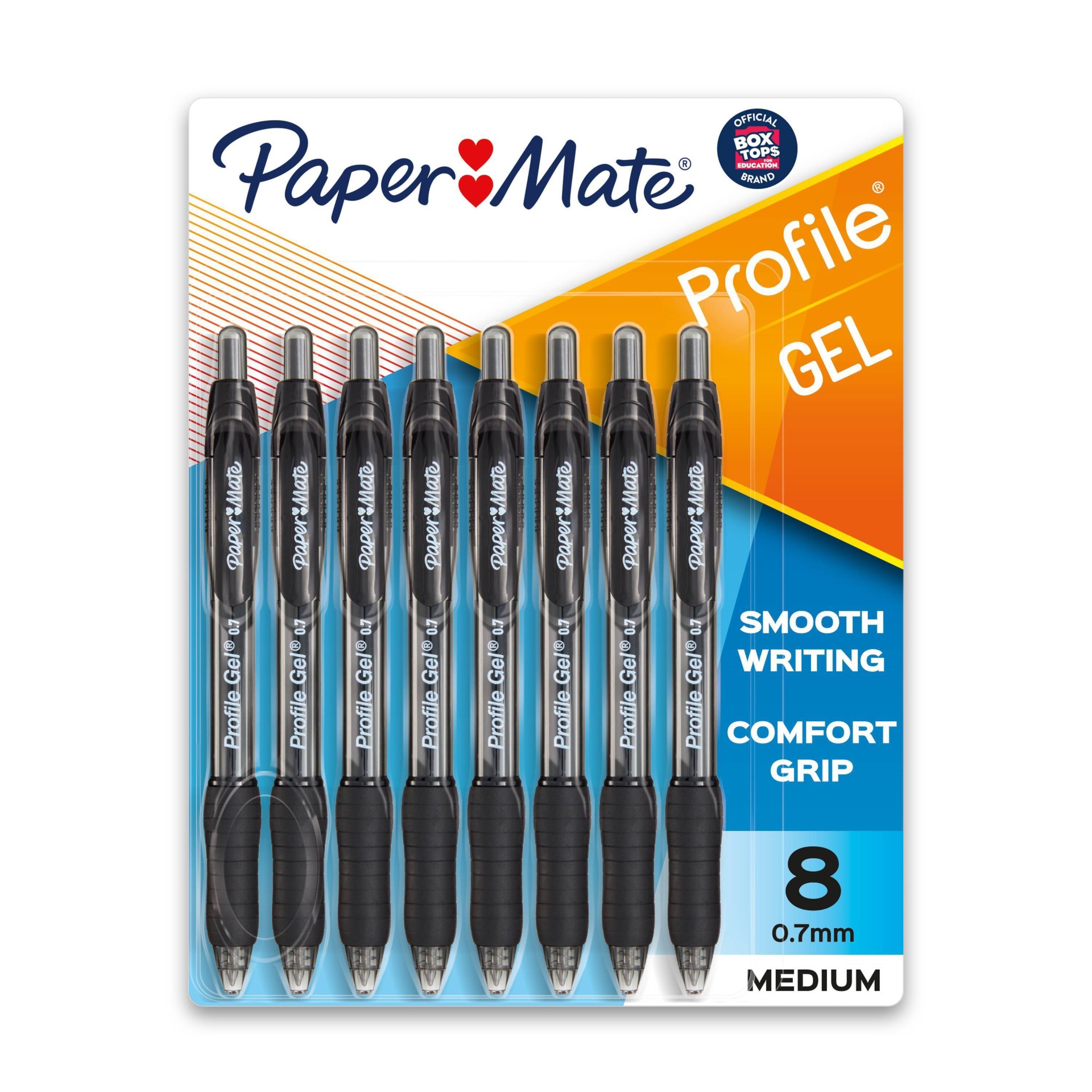 slide 1 of 8, Paper Mate Profile 8pk Gel Pens 0.7mm Medium Tip Black, 8 ct