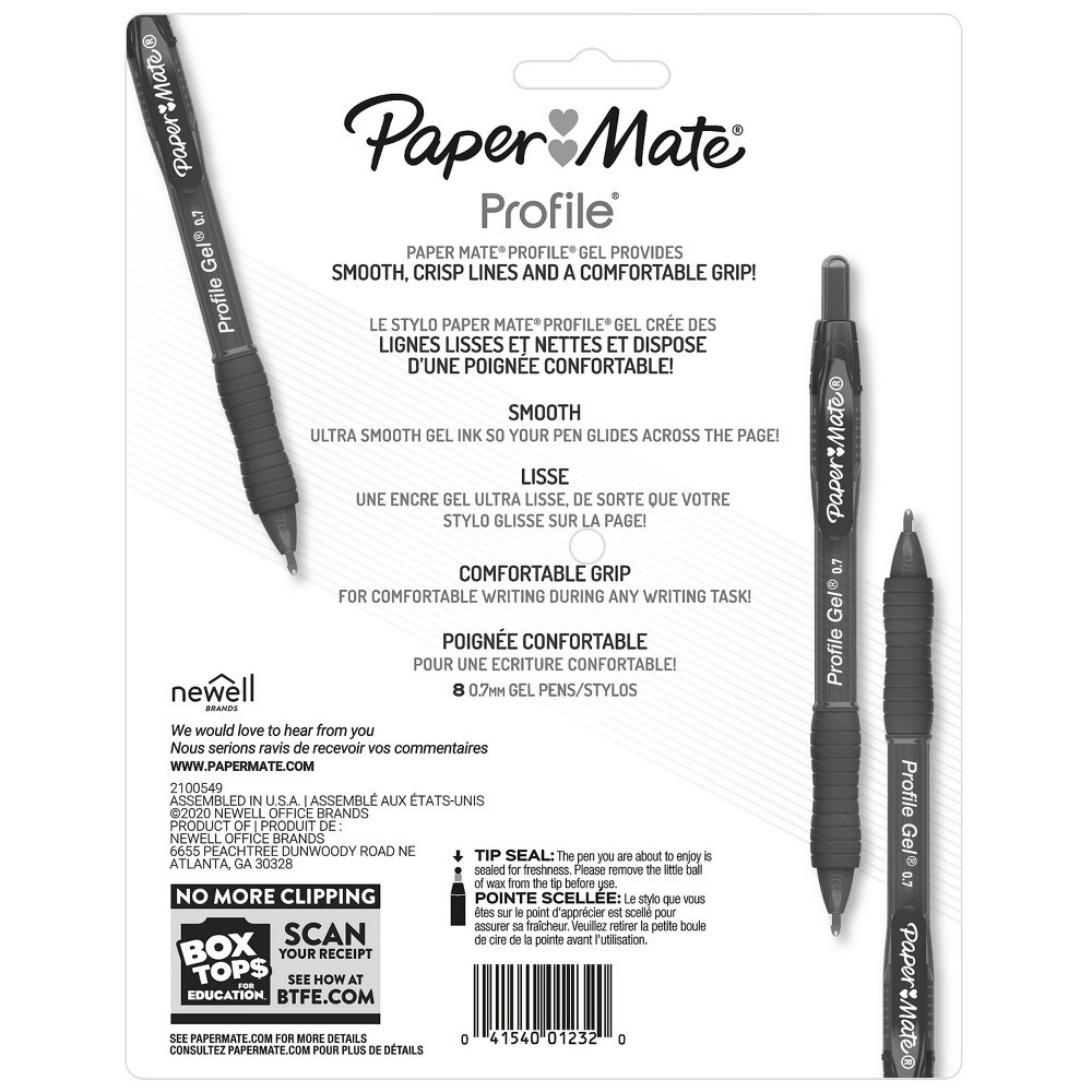 slide 8 of 8, Paper Mate Profile 8pk Gel Pens 0.7mm Medium Tip Black, 8 ct