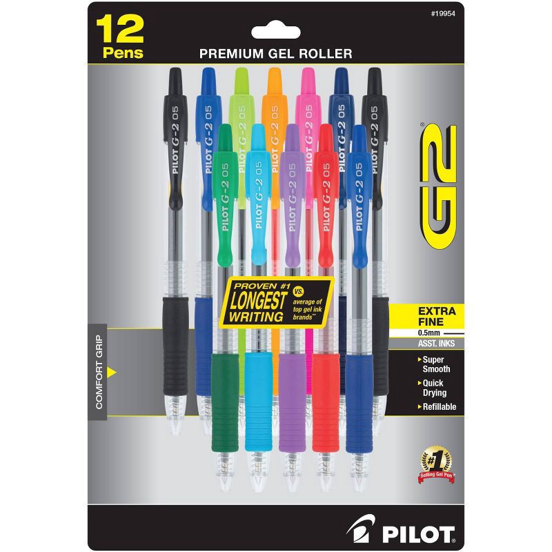 slide 1 of 6, Pilot 12ct G2 Gel Pens Extra Fine Point 0.5mm Assorted Inks, 12 ct