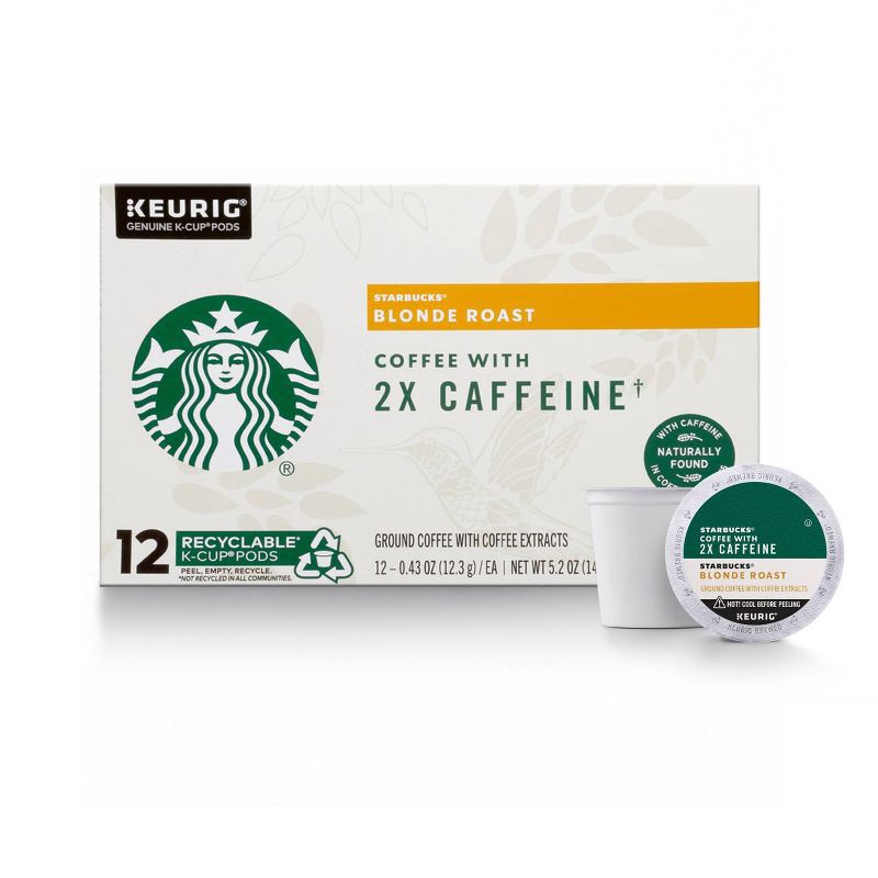 slide 1 of 1, Starbucks Blonde Light Roast K-Cup Coffee Pods with 2X Caffeine — for Keurig Brewers — 1 box (12 pods), 1 ct