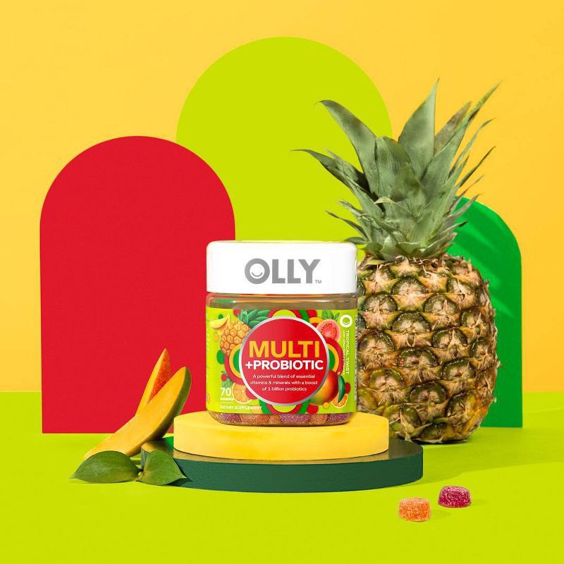 slide 2 of 8, OLLY Adult Multivitamin + Probiotic Supplement Gummies - 70ct, 70 ct