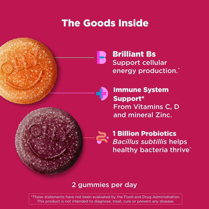 slide 3 of 11, OLLY Adult Multivitamin + Probiotic Supplement Gummies - 70ct, 70 ct