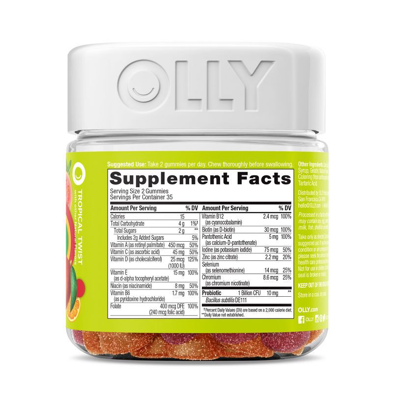 slide 5 of 8, OLLY Adult Multivitamin + Probiotic Supplement Gummies - 70ct, 70 ct